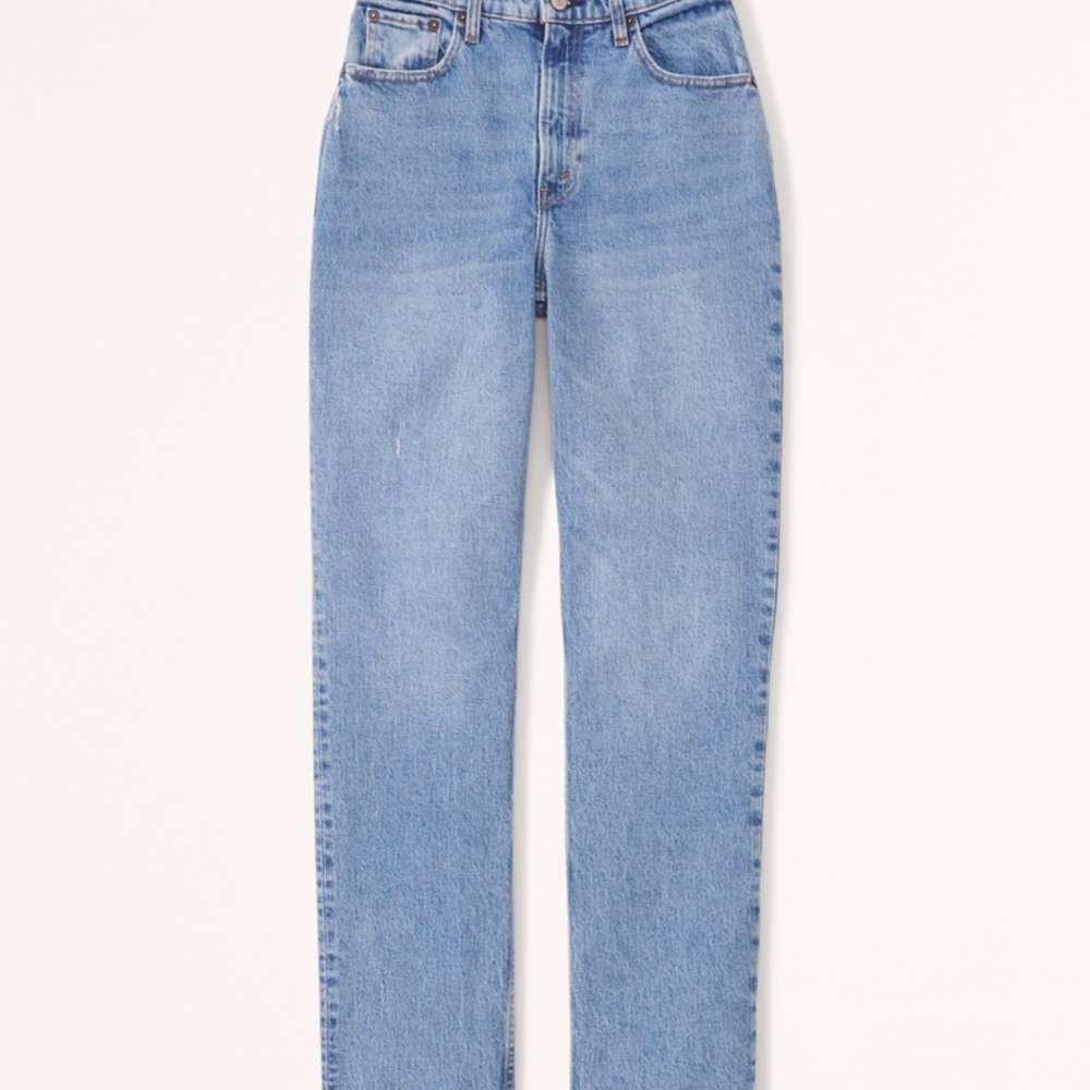 Abercrombie & Fitch Curve Love Blue Straight Leg Jeans